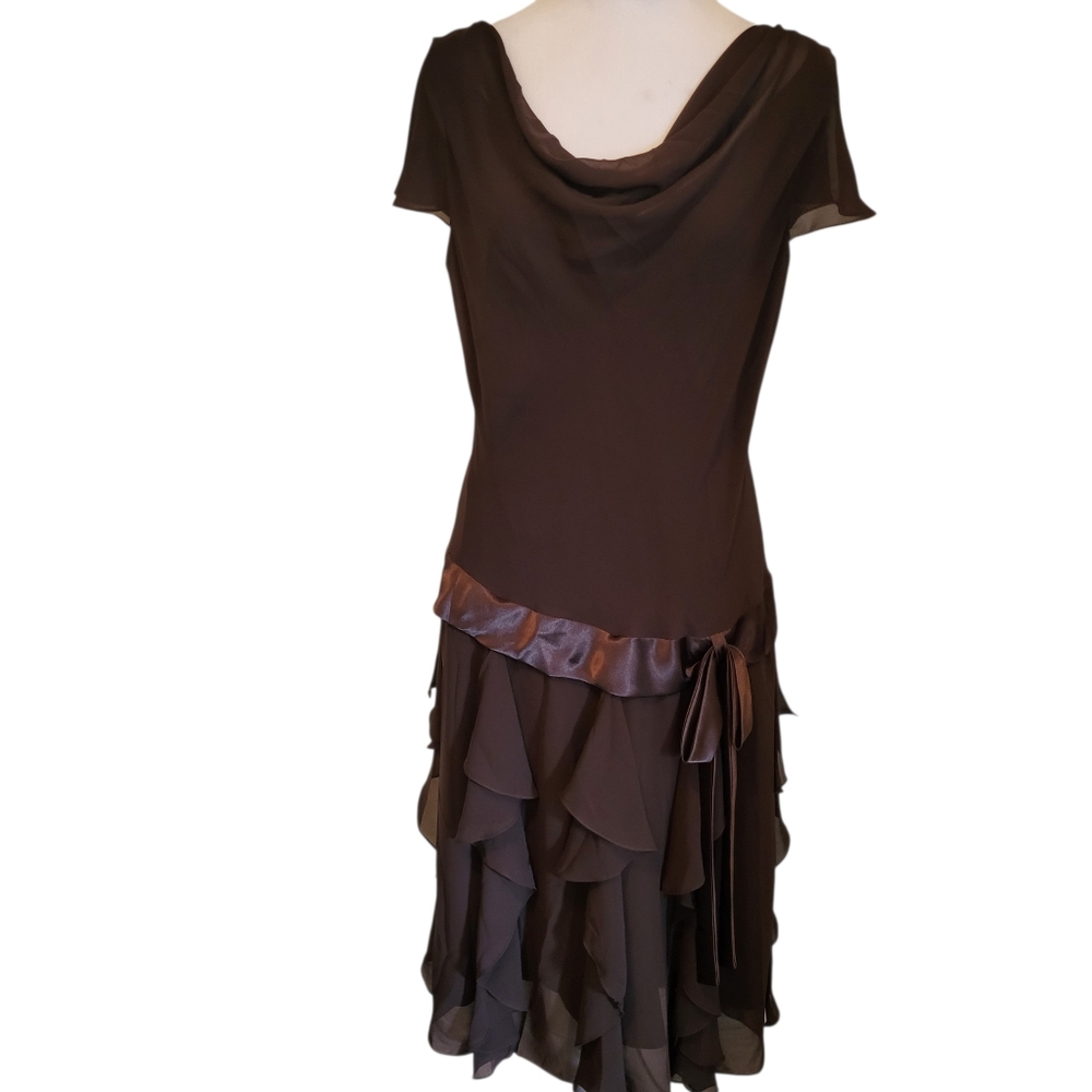 Liz Claiborne Ruffle Dress Brown sz 12